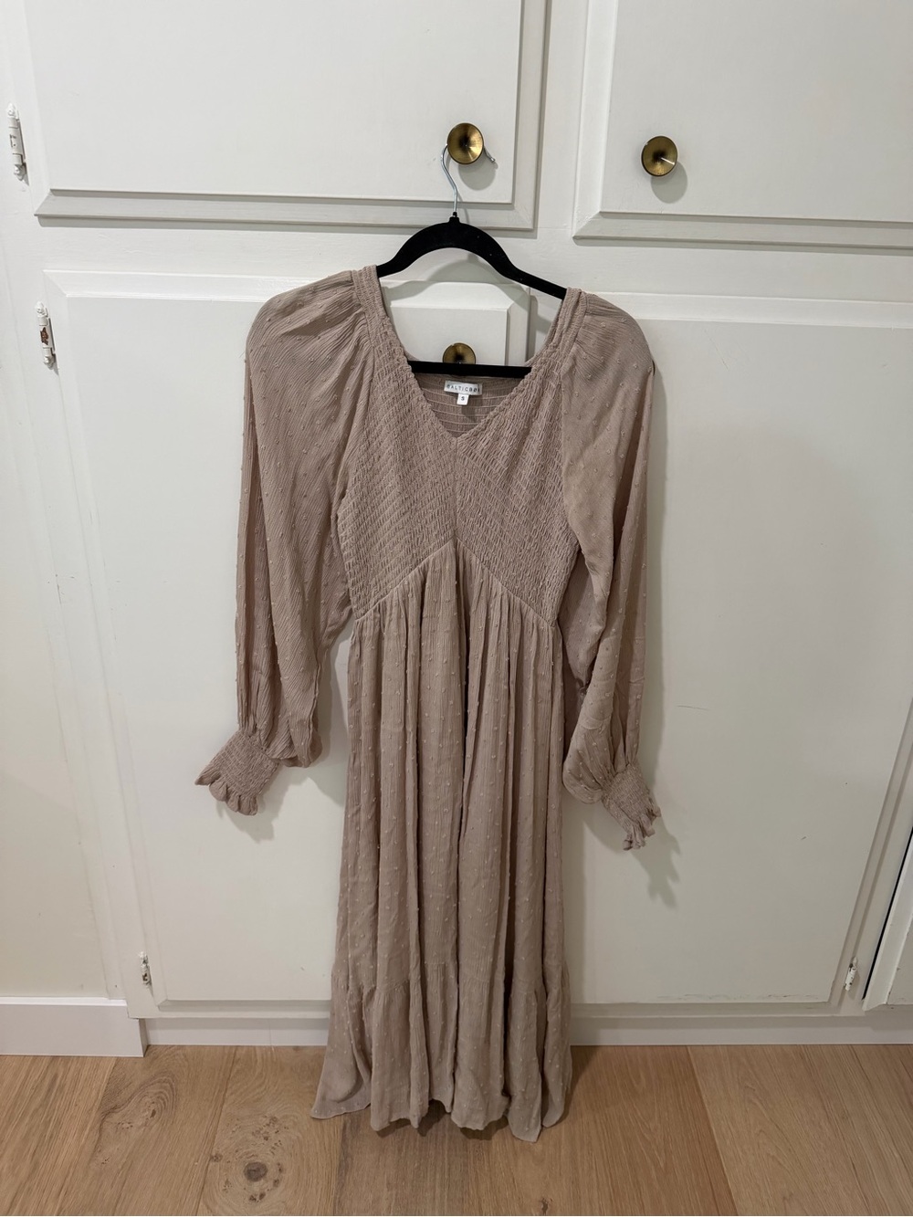 Women's V-Neck Long Sleeve Maxi Dress in Dusty Taupe